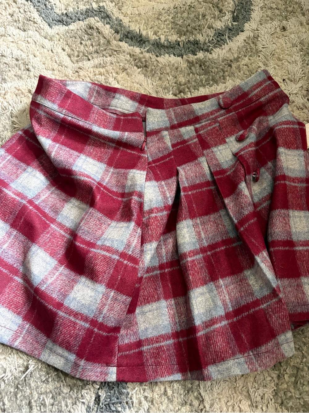 Plaid Red and Gray Pleated Women’s Skirt